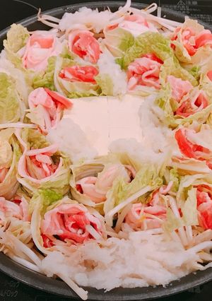 豚薔薇白菜のミルフィーユ鍋、みぞれ無水鍋-レシピのメイン写真