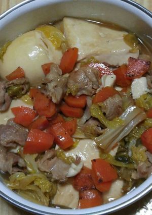 フライパンで簡単すき焼き風肉玉豆腐煮。-レシピのメイン写真