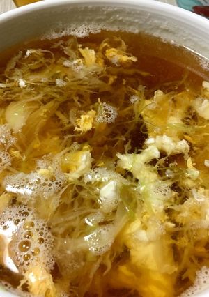 ズボラ飯 袋千切りキャベツ和風スープ卵入-レシピのメイン写真