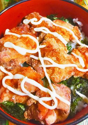 クックドゥ香味ペーストで鳥唐揚げ丼美味-レシピのメイン写真