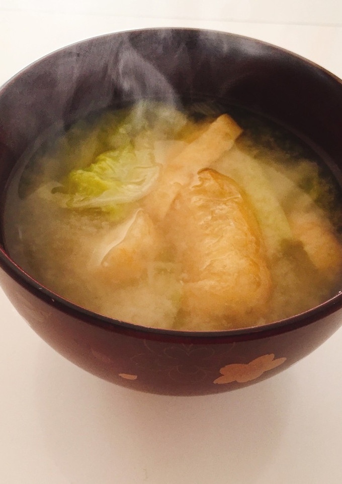温まる〜♬ 油揚げと白菜の味噌汁-レシピのメイン写真