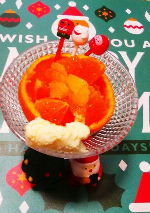 お正月クリスマスにみかんの器で盛り付け-レシピのメイン写真