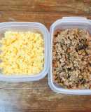 鶏腿+鶏胸挽肉 納豆 きのこ そぼろ