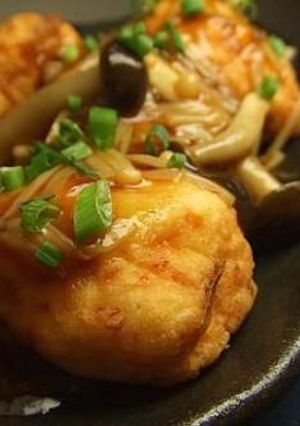 豆腐と白身魚のふんわり天 きのこあんかけ-レシピのメイン写真