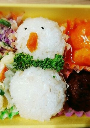 お弁当簡単キャラ弁当雪だるま-レシピのメイン写真