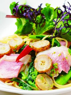 香りごぼうと菜の花のスパゲティ菜園風-レシピのメイン写真