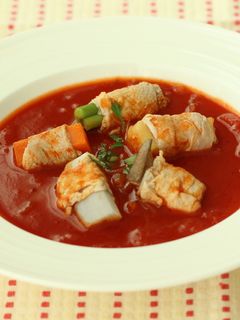 肉巻き野菜の濃厚トマトスープ-レシピのメイン写真
