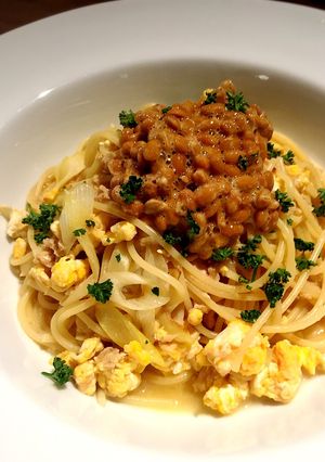 納豆とツナと卵の！簡単和風ペペロンチーノ-レシピのメイン写真
