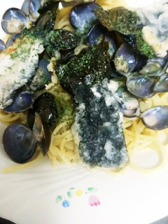 シジミと海苔の天ぷらのパスタ-レシピのメイン写真