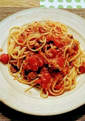 サバ缶とトマト缶のパスタ-レシピのメイン写真