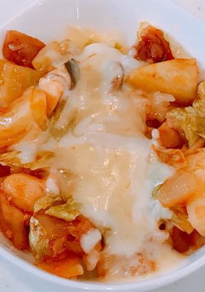 旨い！レンジで簡単、チーズタッカルビ丼！-レシピのメイン写真