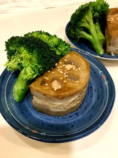 シャキシャキレンコン*鶏挽肉はさみ焼き*-レシピのメイン写真