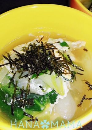 昆布茶で野菜と卵のスープ-レシピのメイン写真