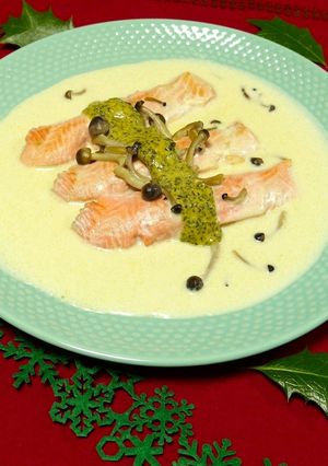 簡単！銀鮭のクリーム煮☆バジル添え-レシピのメイン写真