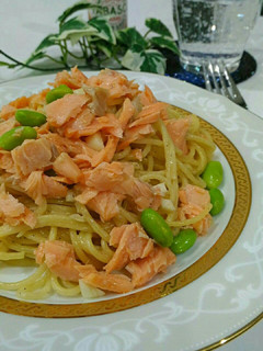 塩鮭&枝豆のガーリックパスタ-レシピのメイン写真