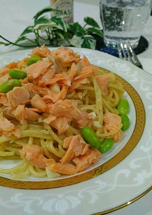 塩鮭&枝豆のガーリックパスタ-レシピのメイン写真
