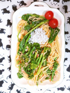 【パスタ】トマト×しらす/じゃこ×菜の花-レシピのメイン写真