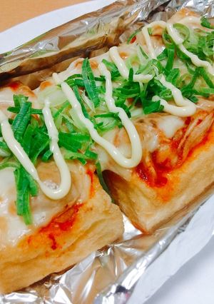 【龍愛】厚揚げのマヨかけキムチーズ焼き-レシピのメイン写真