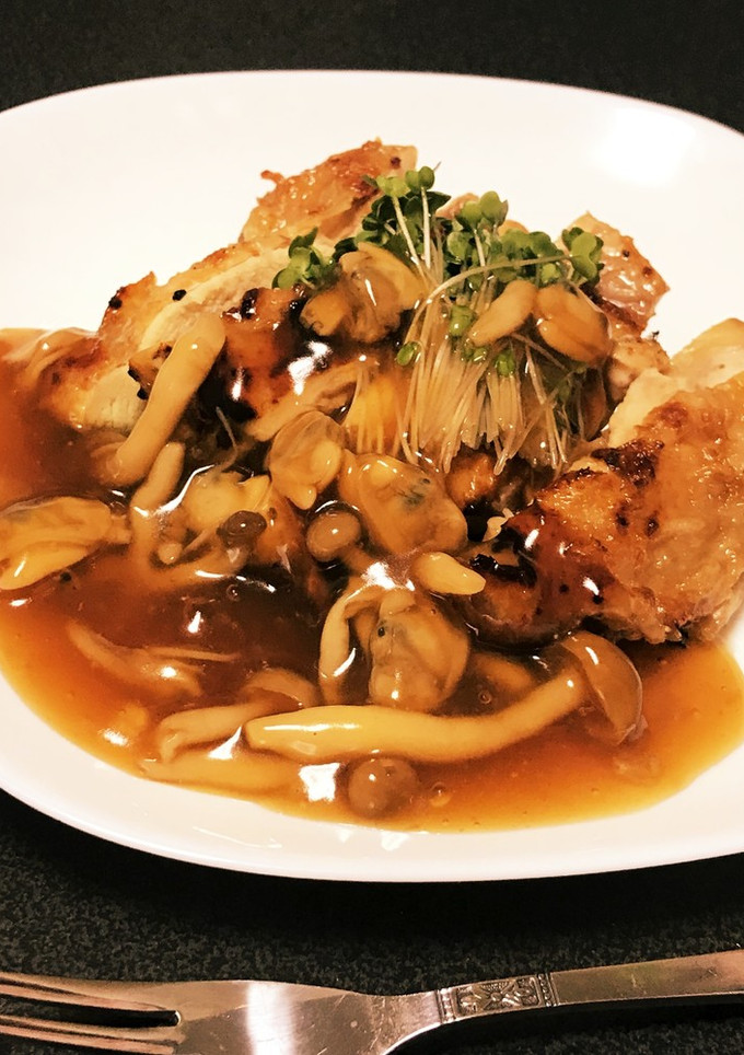 鶏むね肉のグリル (甘酢あんかけ添え)-レシピのメイン写真