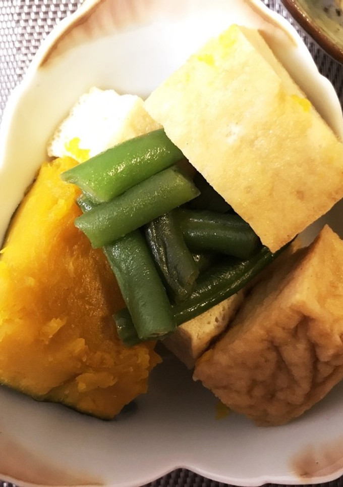レンジで簡単 カボチャと厚揚げの煮物風-レシピのメイン写真