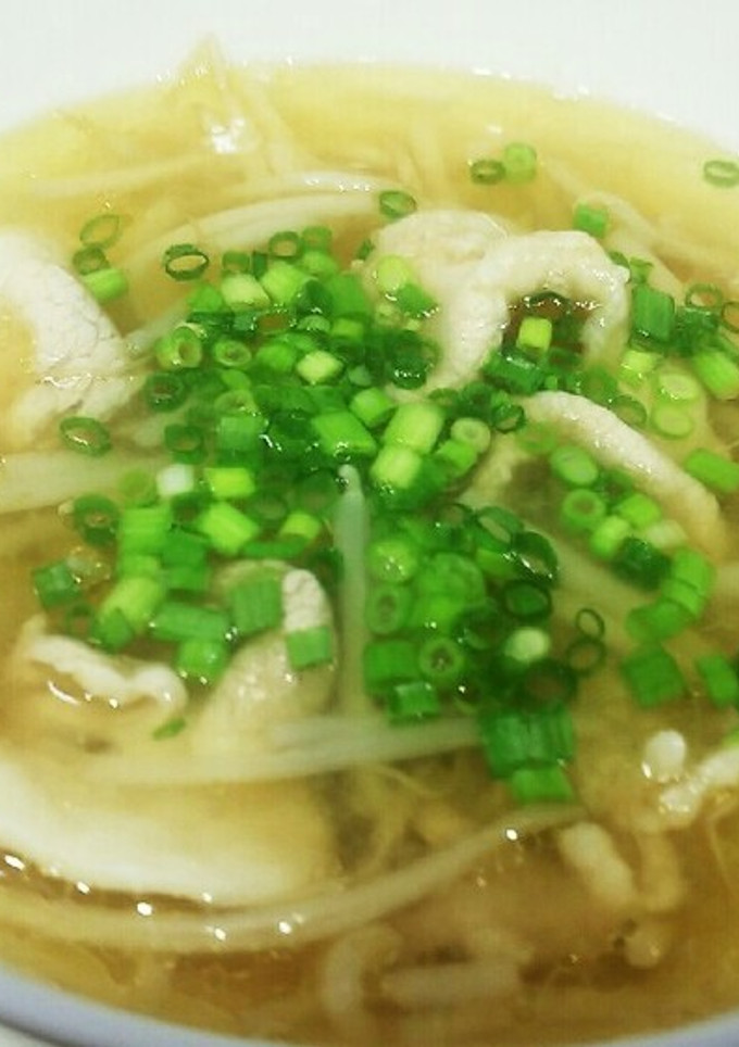 モヤシと豚肉、万能ネギの中華風スープ-レシピのメイン写真