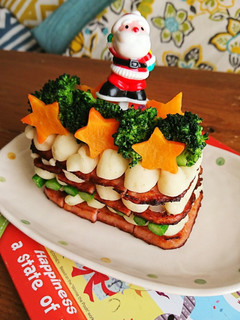 ミートローフやハムで☆クリスマスケーキ風-レシピのメイン写真