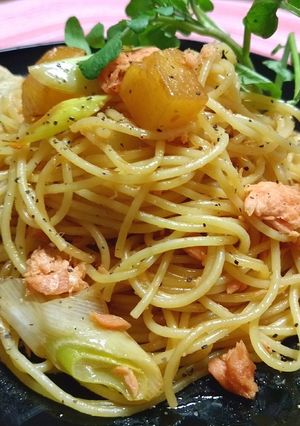 鮭フレークとねぎとポテトのお手軽パスタ-レシピのメイン写真
