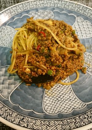 そぼろ・茄子パスタへ-レシピのメイン写真