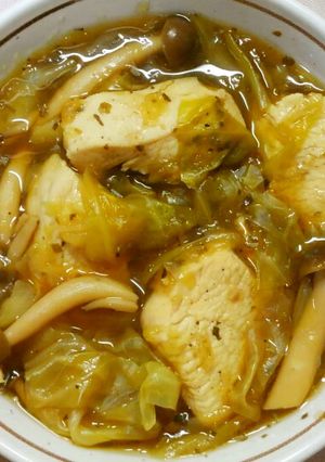 鶏むね肉とキャベツしめじのバジル醤油煮❀-レシピのメイン写真
