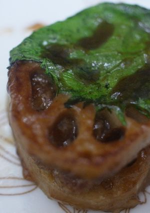 レンコンと大葉のはさみ焼き 甘酢だれ-レシピのメイン写真