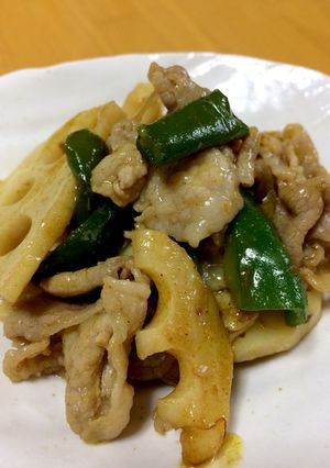 豚薄切り肉＆蓮根ピーマンの和風カレー炒め-レシピのメイン写真