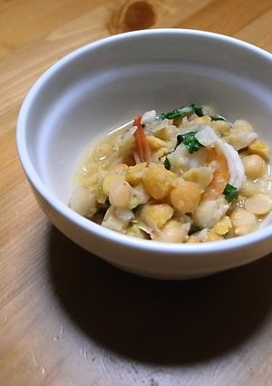 エスニック:ひよこ豆とエビのスープ煮-レシピのメイン写真