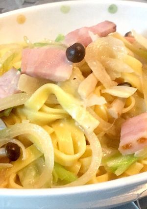 ベーコンとお野菜のクリームパスタ-レシピのメイン写真