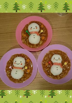 クリスマス☆雪だるまのデコカレー❤-レシピのメイン写真