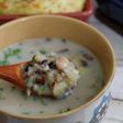雑穀とさつまいもの食べる豆乳スープ