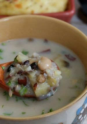 雑穀とさつまいもの食べる豆乳スープ-レシピのメイン写真