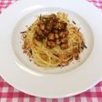 鰹みりん焼と大豆のふりかけパスタ