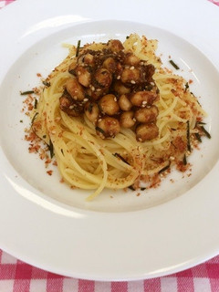 鰹みりん焼と大豆のふりかけパスタ-レシピのメイン写真