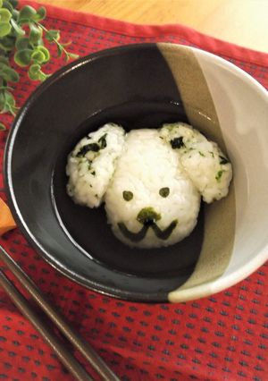 犬のおにぎりでお茶漬け【おちゃづ犬】-レシピのメイン写真
