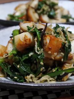 春菊とちくわのしらす塩昆布炒め-レシピのメイン写真
