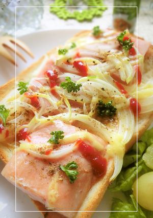 スパム×玉葱　ケチャマヨトースト-レシピのメイン写真