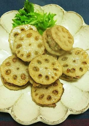 れんこんのはさみ揚げ煮-レシピのメイン写真