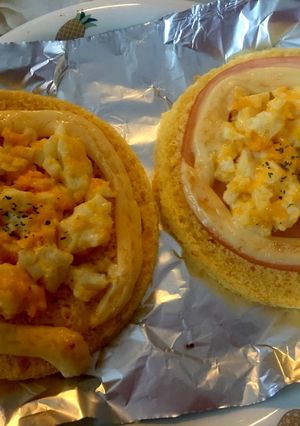 おから蒸しパンでハムたまトースト-レシピのメイン写真