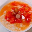 レンジで簡単、チョイ辛トマトスープごはん
