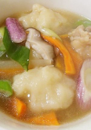 天栄赤ねぎと天栄ヤーコン入り☆すいとん汁-レシピのメイン写真