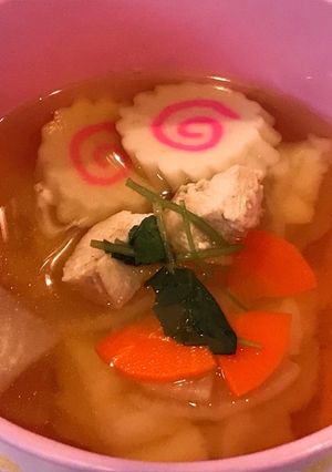 我が家の、鶏肉大根人参入り、関東風雑煮！-レシピのメイン写真