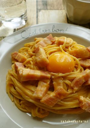 パスタで簡単担々麺風☆カルボナーラ♪-レシピのメイン写真