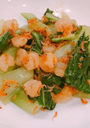 海老とチンゲン菜の、にんにく青菜炒め！-レシピのメイン写真