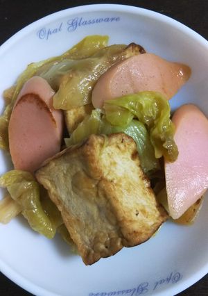 豆腐、キャベツ、魚肉ソーセージの炒めもの-レシピのメイン写真