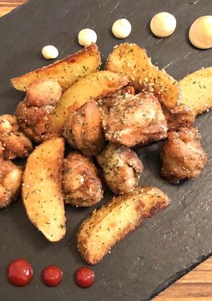 スパイシーチーズのフライドポテト&チキン-レシピのメイン写真